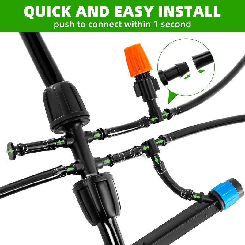 lucdnc 240FT DIY Automatic Drip Irrigation System Kits for Garden Plant Watering Misting System for Greenhouse Patio Lawn with Adjustable Drip Emitters 5/16" and 1/4" Irrigation Tubing Connectors Fittings - Image 4